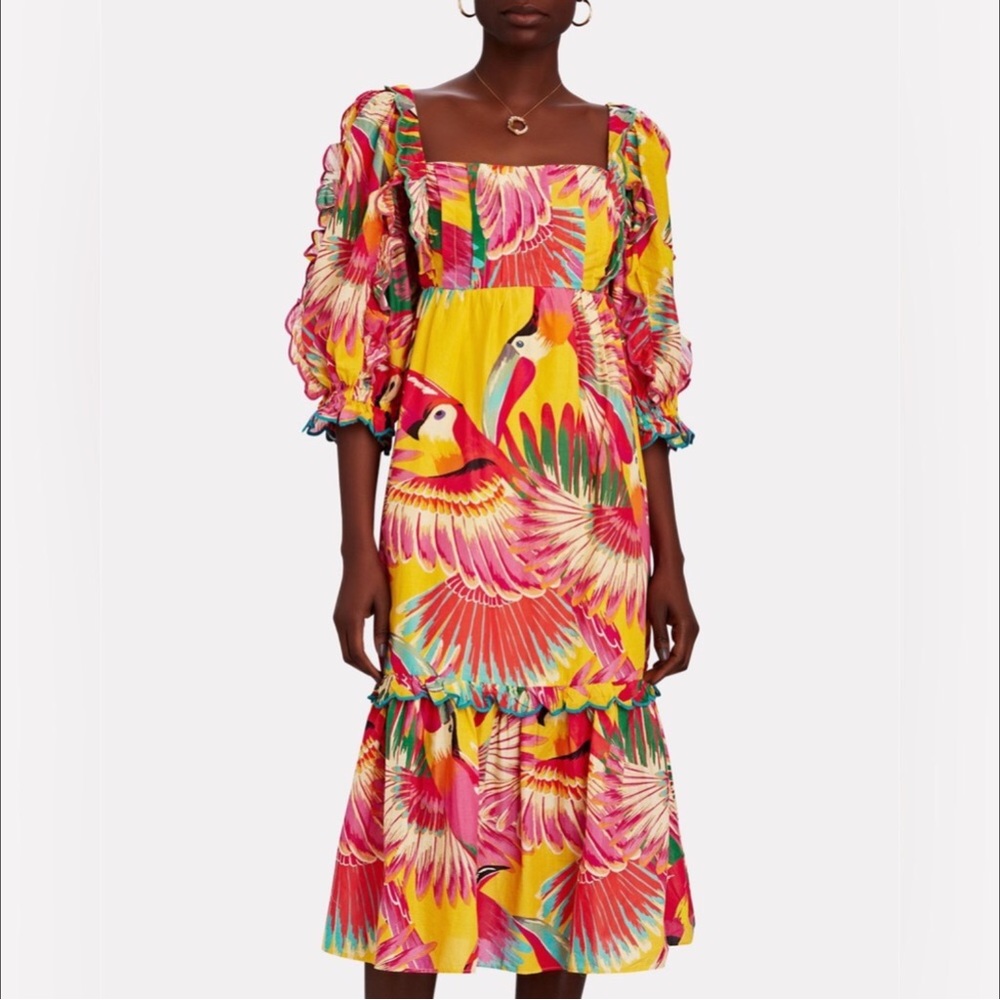 Farm Rio “Colorful Toucans” Midi Dress